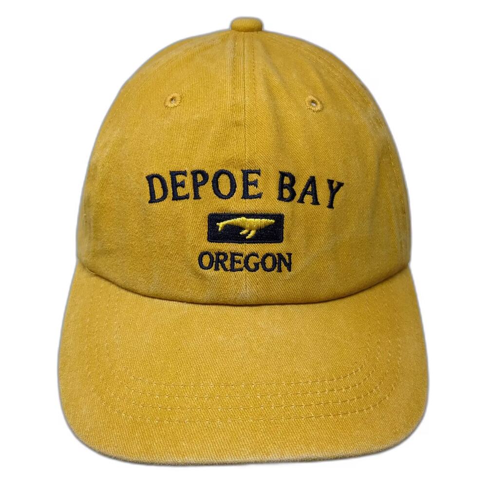 OBSI Depoe Bay Oregon Whale Embroidered Baseball Cap Yellow OS Cotton Hat